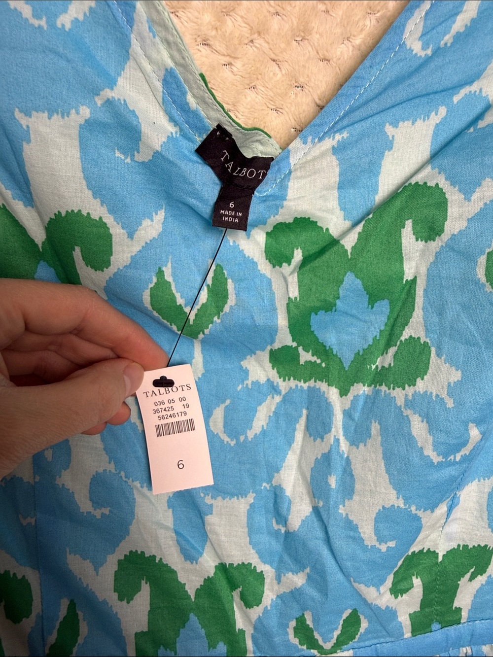 Talbots Blue and Green Print Maxi Dress - Picture 3 of 7